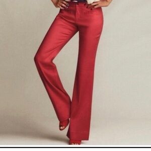 Cabi Cranberry Crush Valentine Linen Trouser Mid Rise Pants